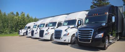 Line of semi trucks.